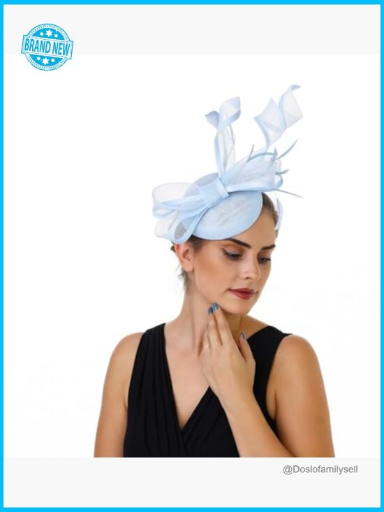 Vintage Feather Fascinator Headpiece Wedding Derby Hat Handmade Organza Mesh